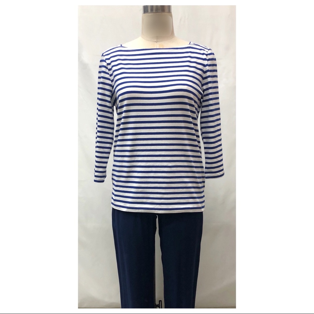 The Vermont Country Store Navy/White Stripe Knit